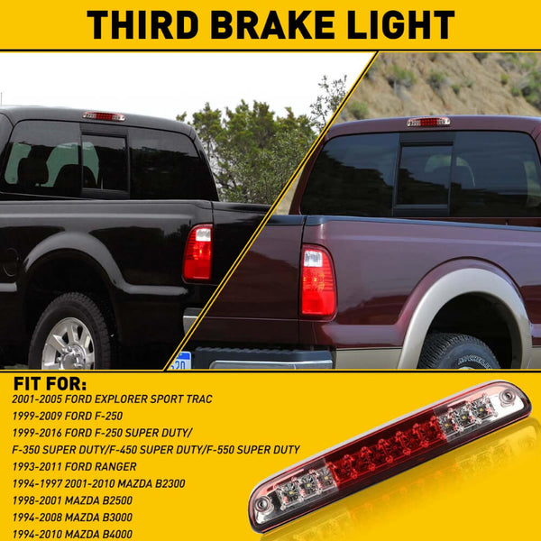 LED Third Brake Light Red Shell For Ford Ranger, Explorer, F-Series SD Models, Mazda B-Series