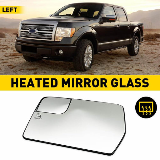 Left Driver Side Heated Mirror Glass with Blind Spot Glass for 2011-2014 Ford F150