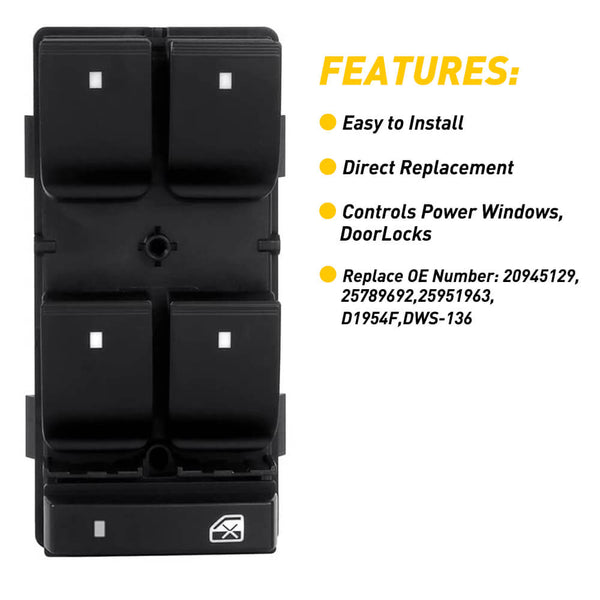 Master Power Window Switch for Chevy GMC Buick 6+8 Pins
