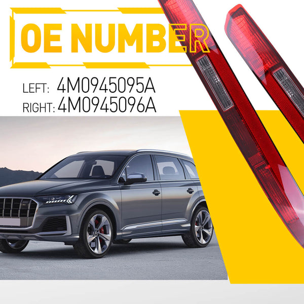 Rear Bumper Light w/Halogen Bulb Fits 2016-2020 Audi Q7 - US Version / With 5 Holes