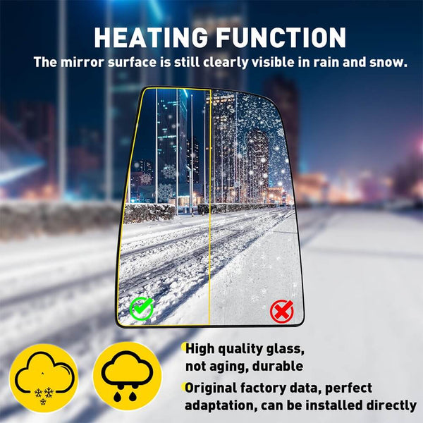 Rearview Side Mirror Glass for 2015-2022 Ford Transit 150 250 350 350HD - Upper & Lower Mirror Glass