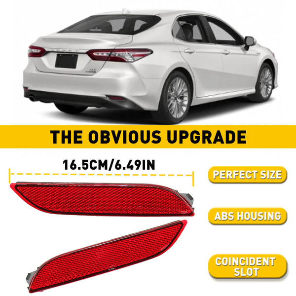 Red Rear Bumper Reflector Lamp Case Compatible with 2018-2021 Toyota Camry (Left+Right)