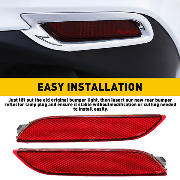 Red Rear Bumper Reflector Lamp Case Compatible with 2018-2021 Toyota Camry (Left+Right)