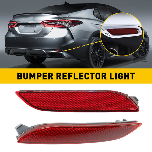 Red Rear Bumper Reflector Lamp Case Compatible with 2018-2021 Toyota Camry (Left+Right)