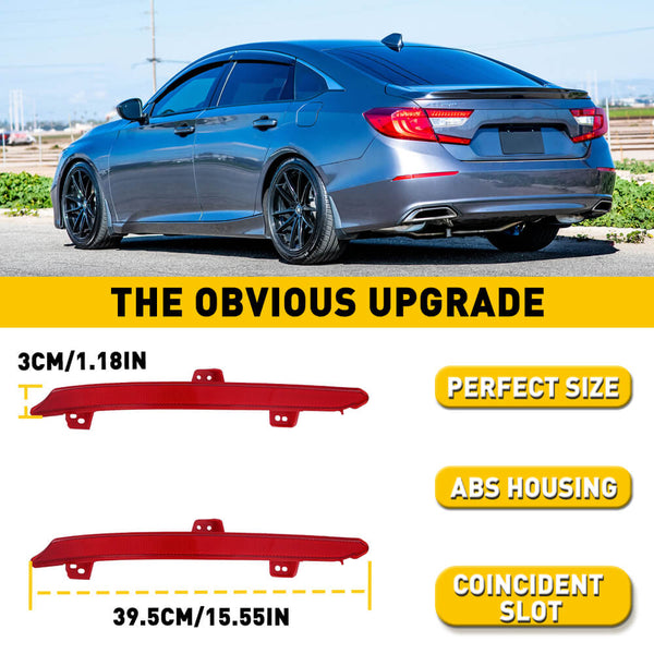 Red Rear Bumper Reflector Lamp Case Replacement Compatible with 2018-2022 Honda Accord (Left & Right)