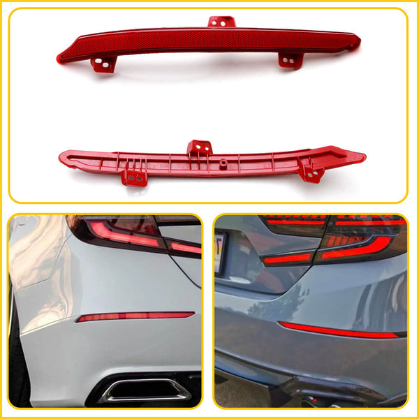 Red Rear Bumper Reflector Lamp Case Replacement Compatible with 2018-2022 Honda Accord (Left & Right)