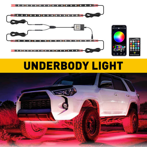 RGB LED Strip Under Car Tube Underglow Underbody System Neon Light Kit with 210pcs LEDs