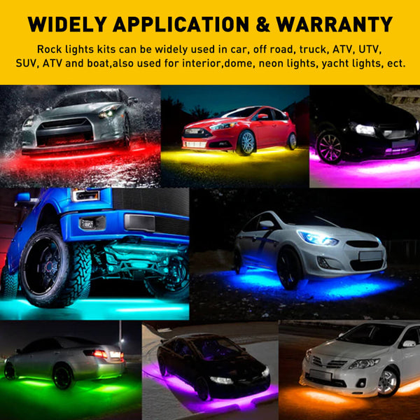 RGB LED Strip Under Car Tube Underglow Underbody System Neon Light Kit with 210pcs LEDs