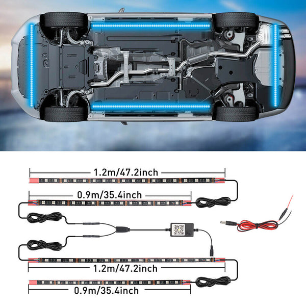 RGB LED Strip Under Car Tube Underglow Underbody System Neon Light Kit with 210pcs LEDs