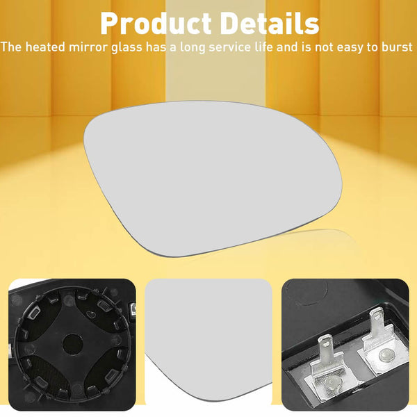 Right Passenger Side Heated Mirror Glass for Volkswagen Passat, Jetta, Beetle etc.
