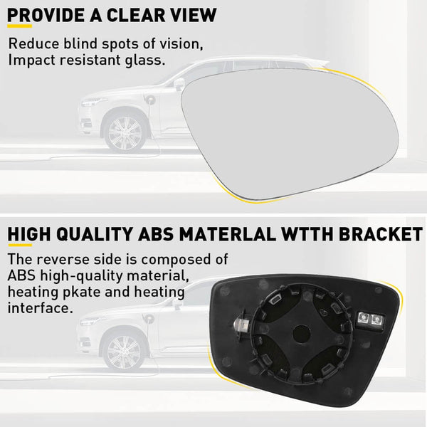Right Passenger Side Heated Mirror Glass for Volkswagen Passat, Jetta, Beetle etc.
