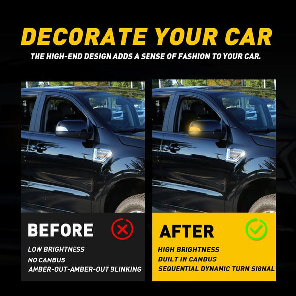 Sequential LED Rearview Side Mirror Turn Signal Light Fits 2019-2023 Ford Ranger Lariat