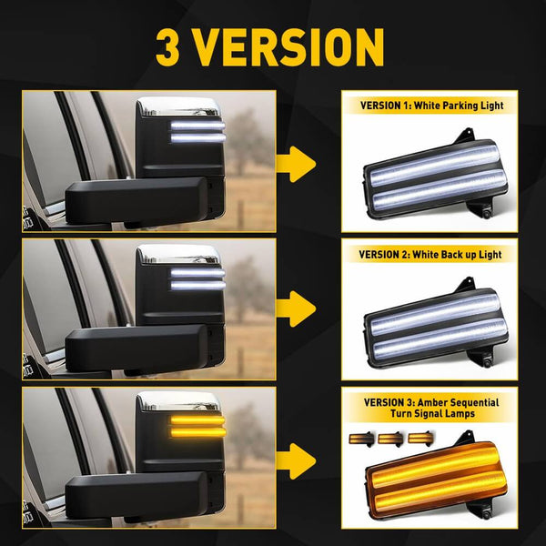 Sequential LED Side Mirror Turn Signal Light Fits 2020-2024 GMC Sierra/Chevrolet Silverado 2500HD 3500HD