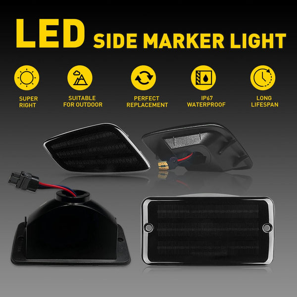 Smoke LED Front Bumper Turn Signal + Side Marker Light for 1997-2006 Jeep Wrangler TJ