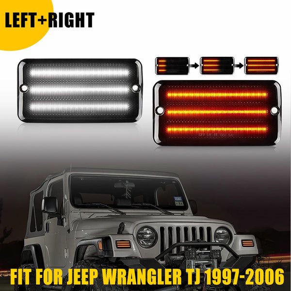 Smoke LED Front Bumper Turn Signal + Side Marker Light for 1997-2006 Jeep Wrangler TJ