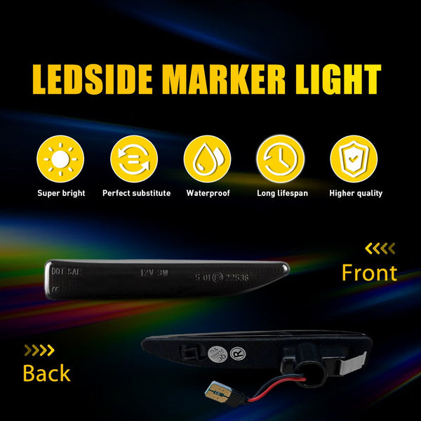 Smoked Amber Sequential LED Side Marker Light for BMW 7 Series 2002-2008, Front