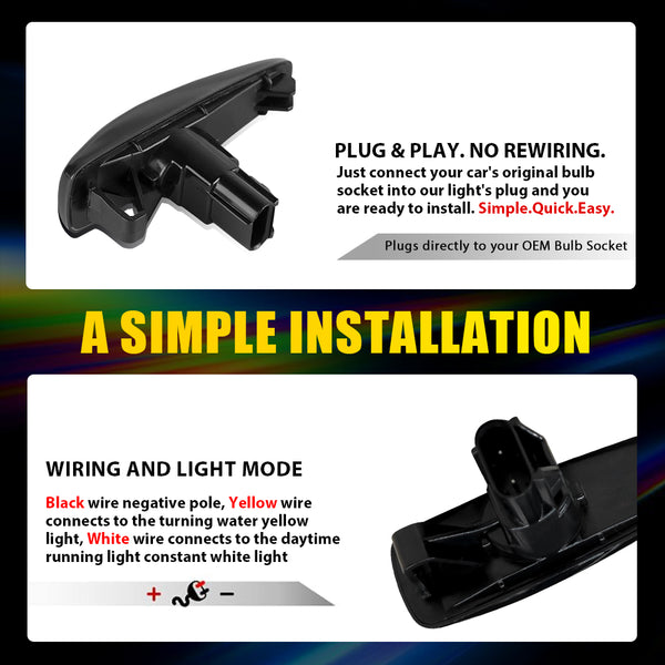 Smoked Amber Sequential LED Side Marker Light for Mitsubishi Lancer EVO X, Front