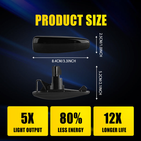 Smoked Amber Sequential LED Side Marker Light for Mitsubishi Lancer EVO X, Front