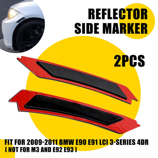 Smoked Front Bumper Reflector Side Marker Lights For 2009-2011 BMW E90 E91 LCI 3-Series 4Door