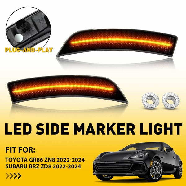 Smoked Len LED Side Marker Light for 2022-2024 Toyota GR86 ZN8 & Subaru BRZ ZD8
