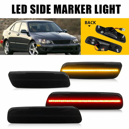 Smoked Lens LED Side Marker Turn Signal Light Fits 2001-2005 Lexus IS300(Front and Rear)