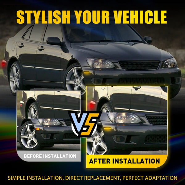 Smoked Lens LED Side Marker Turn Signal Light Fits 2001-2005 Lexus IS300(Front and Rear)