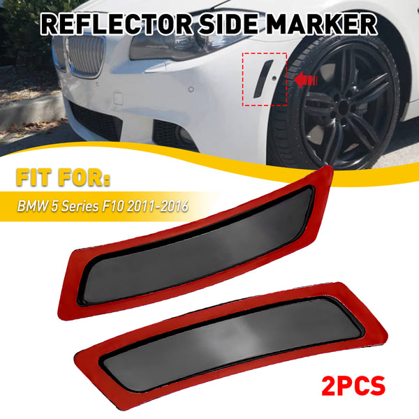 Smoked Sequential Bumper Reflector Side Marker Light for BMW 5 Series F10 2011-2016, Front Fender