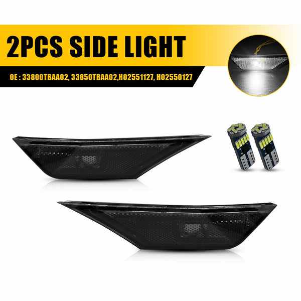 Smoked White LED Side Marker Light for Honda Civic 2016-2021, Front Turn Signal