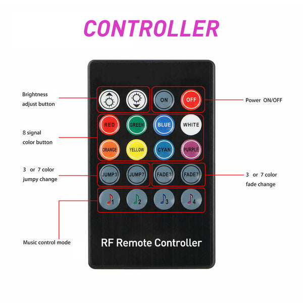 Universal RGB LED Car Underbody Lights with Wireless Remote Control, 4 Strips