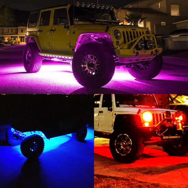 Universal RGB LED Car Underbody Lights with Wireless Remote Control, 4 Strips