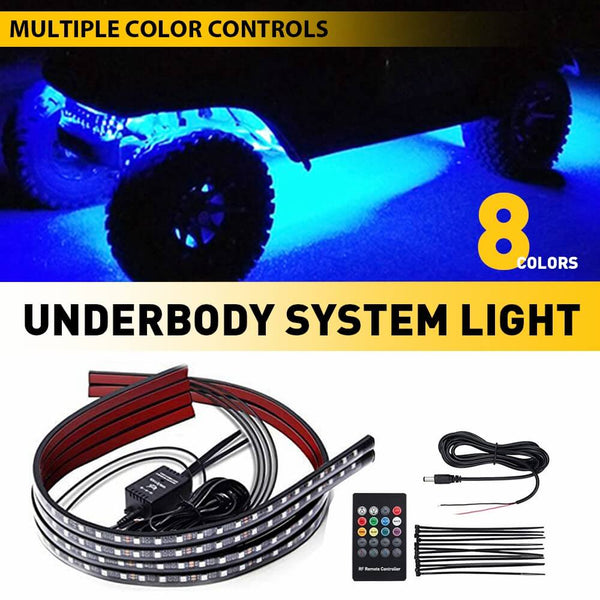 Universal RGB LED Car Underbody Lights with Wireless Remote Control, 4 Strips