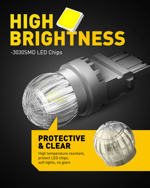 Upgraded 3157 3056 3156 4057 4157 LED Bulbs Back up Reverse Lights 400% Brighter, White, 2US6T Series