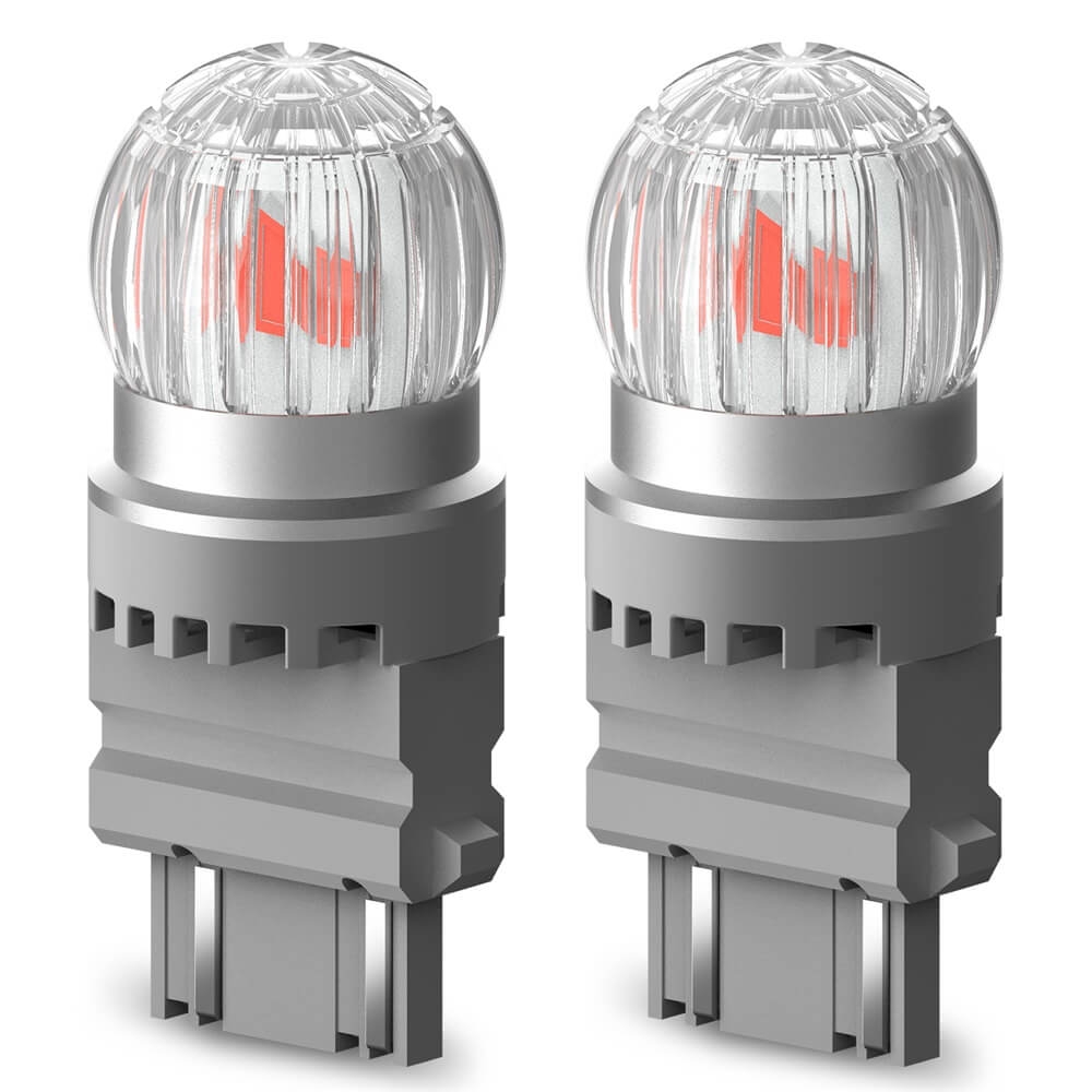 Upgraded 3157 3156 3057 3457 T25 LED Bulbs Brake Tail Lights 400% Brighter, Red, 2US6T Series