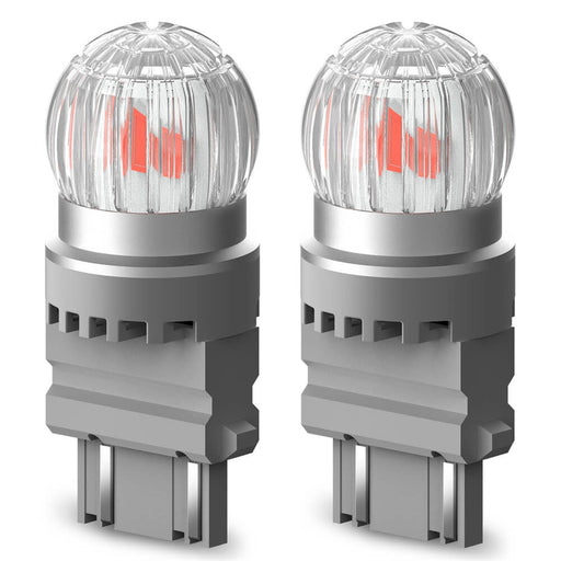 Upgraded 3157 3156 3057 3457 T25 LED Bulbs Brake Tail Lights 400% Brighter, Red, 2US6T Series