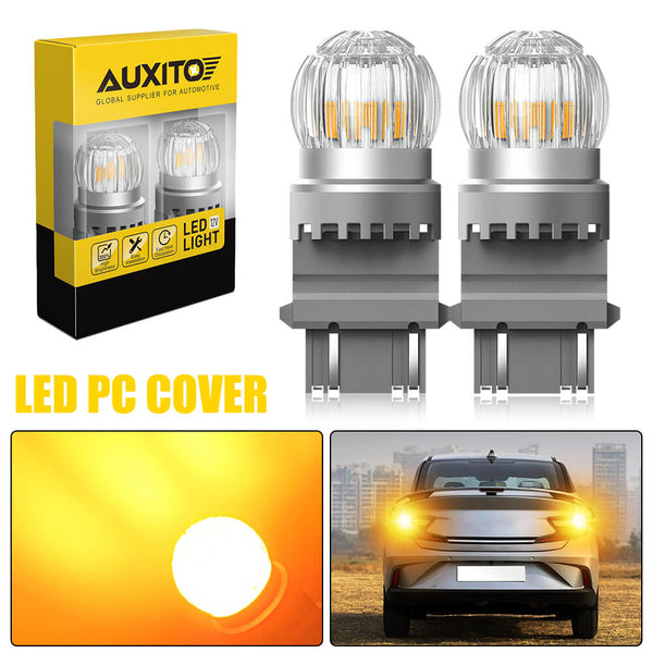 Upgraded 3157 3156 3057 T25 LED Bulbs Turn Signal Lights 400% Brighter, Yellow, 2US6T Series
