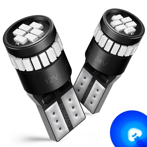194 LED Light Bulb, Ultra Blue 168 2825 W5W T10 Wedge 24-SMD 3014 Chipsets LED Replacement Bulbs Error Free