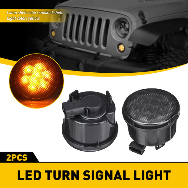 2007-2017 Jeep Wrangler JK Front Grille LED Turn Signal Lights And Side Marker Fender Lights