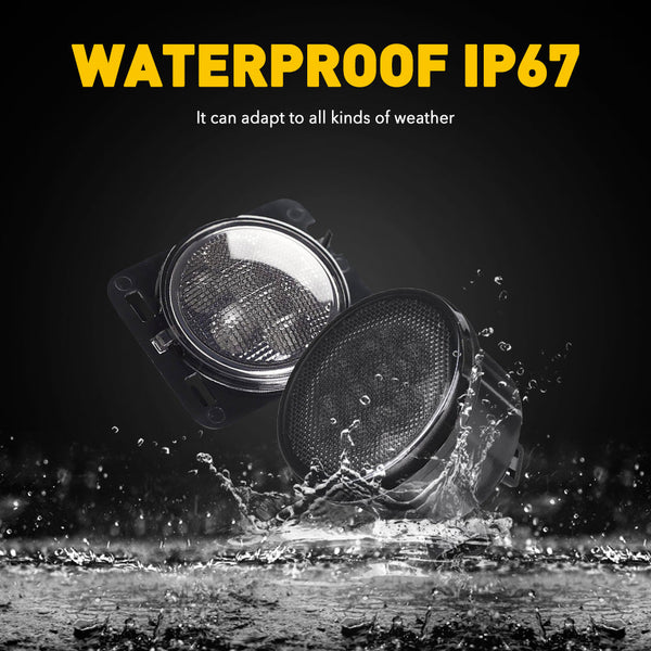 2007-2017 Jeep Wrangler JK Front Grille LED Turn Signal Lights And Side Marker Fender Lights