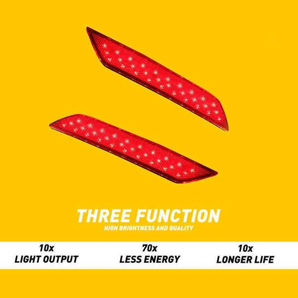 2013-2015 Honda Civic Red Lens 60-SMD LED Bumper Reflector Lights