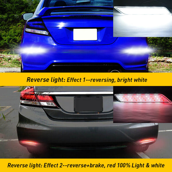 2013-2015 Honda Civic Red Lens 60-SMD LED Bumper Reflector Lights