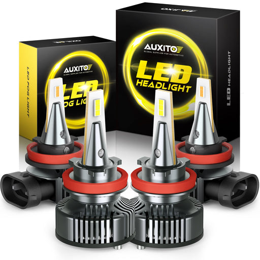 2x H8/H9/H11 LED Headlight Bulbs 6500K White and 2x H8/H11/H16JP LED Fog Light Bulbs 6000k white Combo