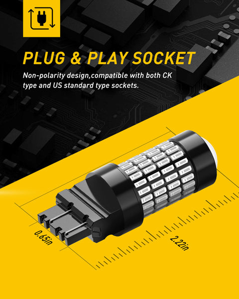 3157 LED Bulb Red for Tail Lights, 400% Brighter 3056 3156 3057 4157 LED Bulbs 102-SMD Chipsets with Projector for Tail Stop Brake Lights