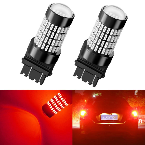 3157 LED Bulb Red for Tail Lights, 400% Brighter 3056 3156 3057 4157 LED Bulbs 102-SMD Chipsets with Projector for Tail Stop Brake Lights