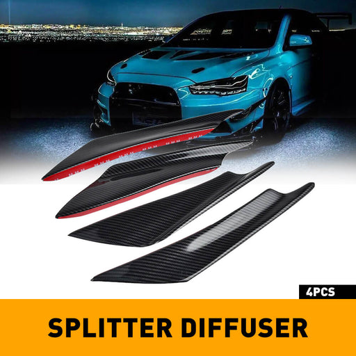 4Pcs Diffuser Shark Fin Kit for Front Bumper Splitter Fin, Universal Auto Parts Car Carbon Fiber Texture Decoration Front Bumper Side Canards Splitter Fins