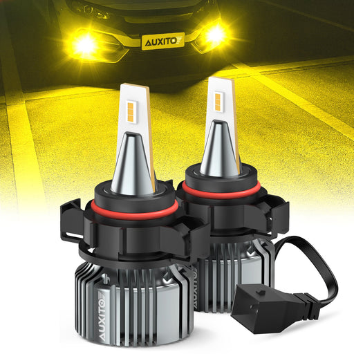 5202 5201 LED Fog Light Bulbs 3000K Amber Yellow CSP Chips  30W 6000 Lumen Per Pair