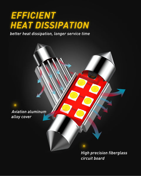 578 LED Bulb 41mm 42mm 212-2 211-2 578 Festoon LED Bulbs CANBUS Error Free 6-SMD 3030 Chipsets Xenon White