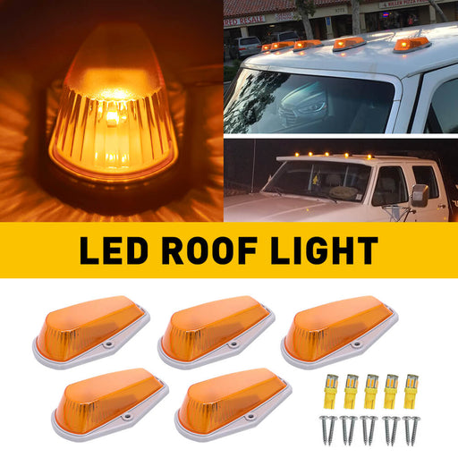 5Pcs Smoked/Yellow Len LED Truck Cab Light for 73-97 Ford F-Series Super Duty Pickup Truck