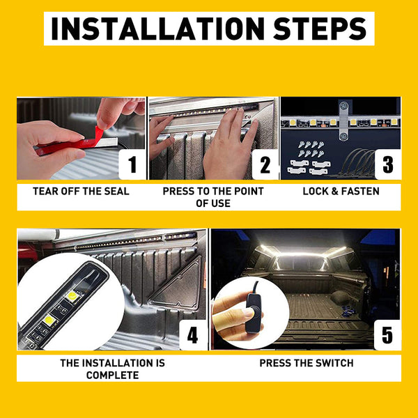 60inch Universal LED Truck Bed Lights Kit White Light with On/Off Switch 2Pcs