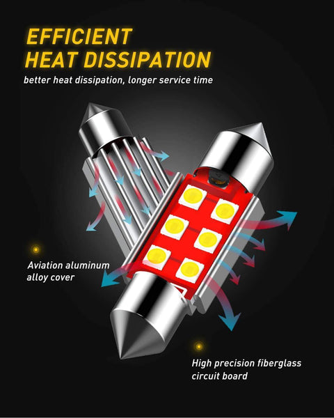 6418 Festoon LED Bulbs CANBUS Error Free 6411 C5W 36mm (1.41 inch) Xenon White