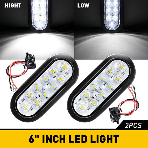 6inch 10 LED Oval Tail Lights Kit Including 3-pin Water Tight Plug Rear Reverse Brake Lights